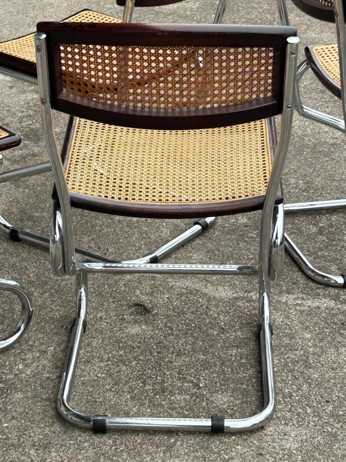 Set of Four Vintage Italian Tubular Chairs Bauhaus Style Marcel Breuer Circa 1970