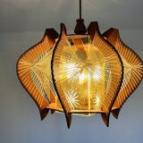 Mid Century wood hanging lamp wooden