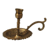 Antique Gilded Brass Candlestick with Handle
