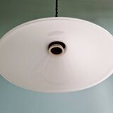 Pair of Art Deco conical white opaline pendants, 1920-30.