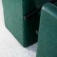 Pair of armrest heaters. Steel and green imitation leather. France, circa 1980