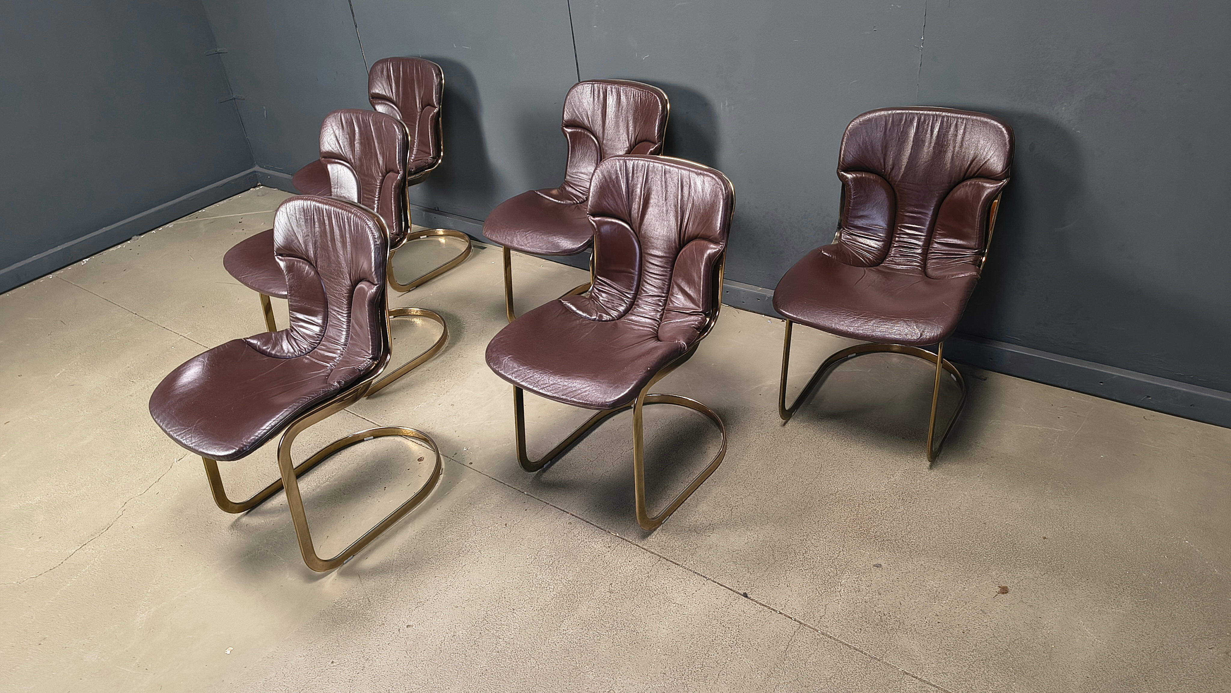 Chaises de salle à manger vintage par Cidue, ensemble de 6, années 1970.
