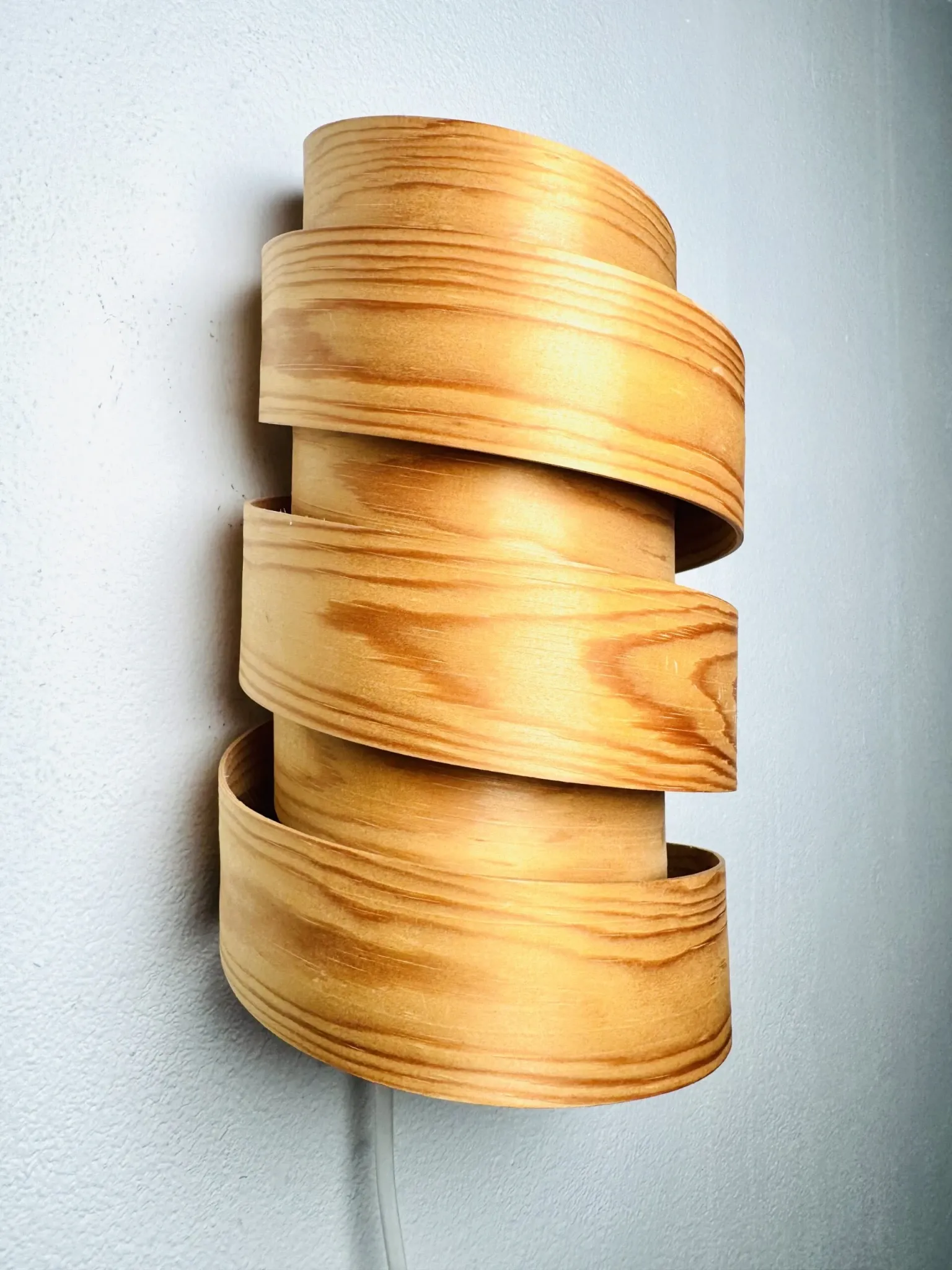 Pine Veneer Curved Wall Lamp By Unknown Designer, Sweden 1970S