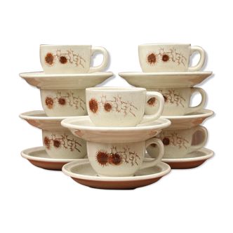 Set of coffee cups Sarreguemines "thistles"