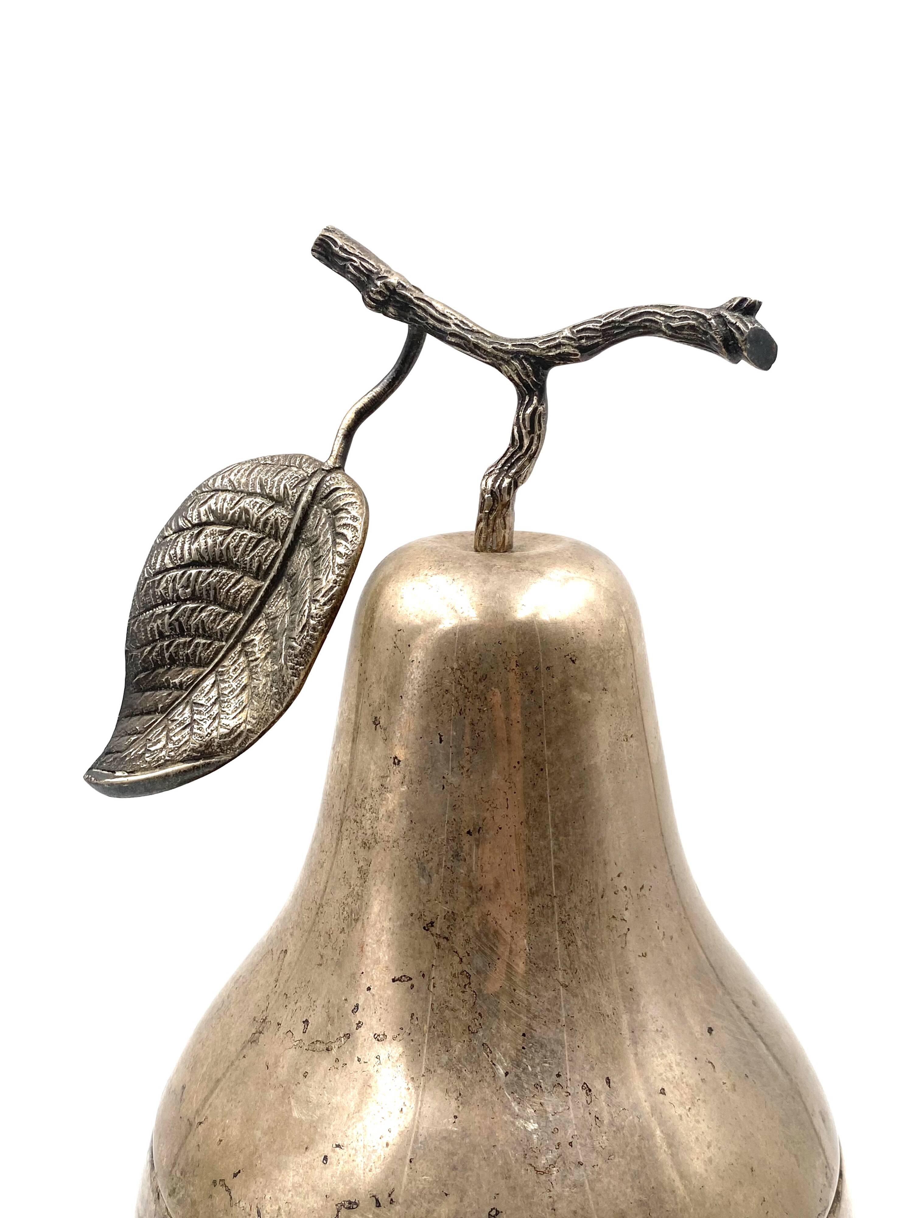 Modern silver-plated Pear wine cooler / ice bucket, Teghini Firenze Italy 1970s