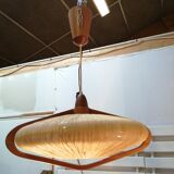Sisal Ufo pendant lamp and vintage teak by Temde Leuchten