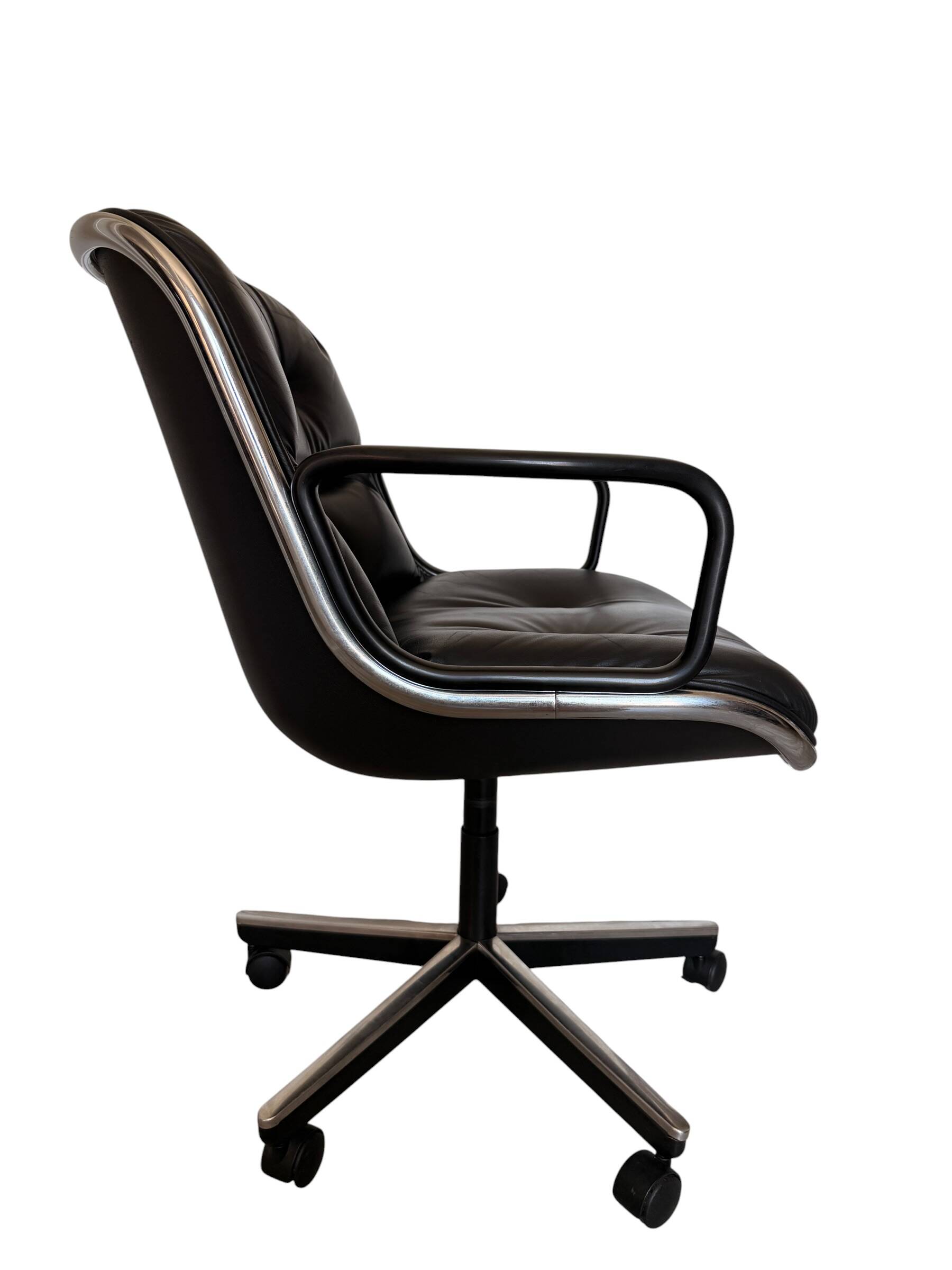 Charles Pollock Knoll Office Chair - Black Leather (Signed Model)