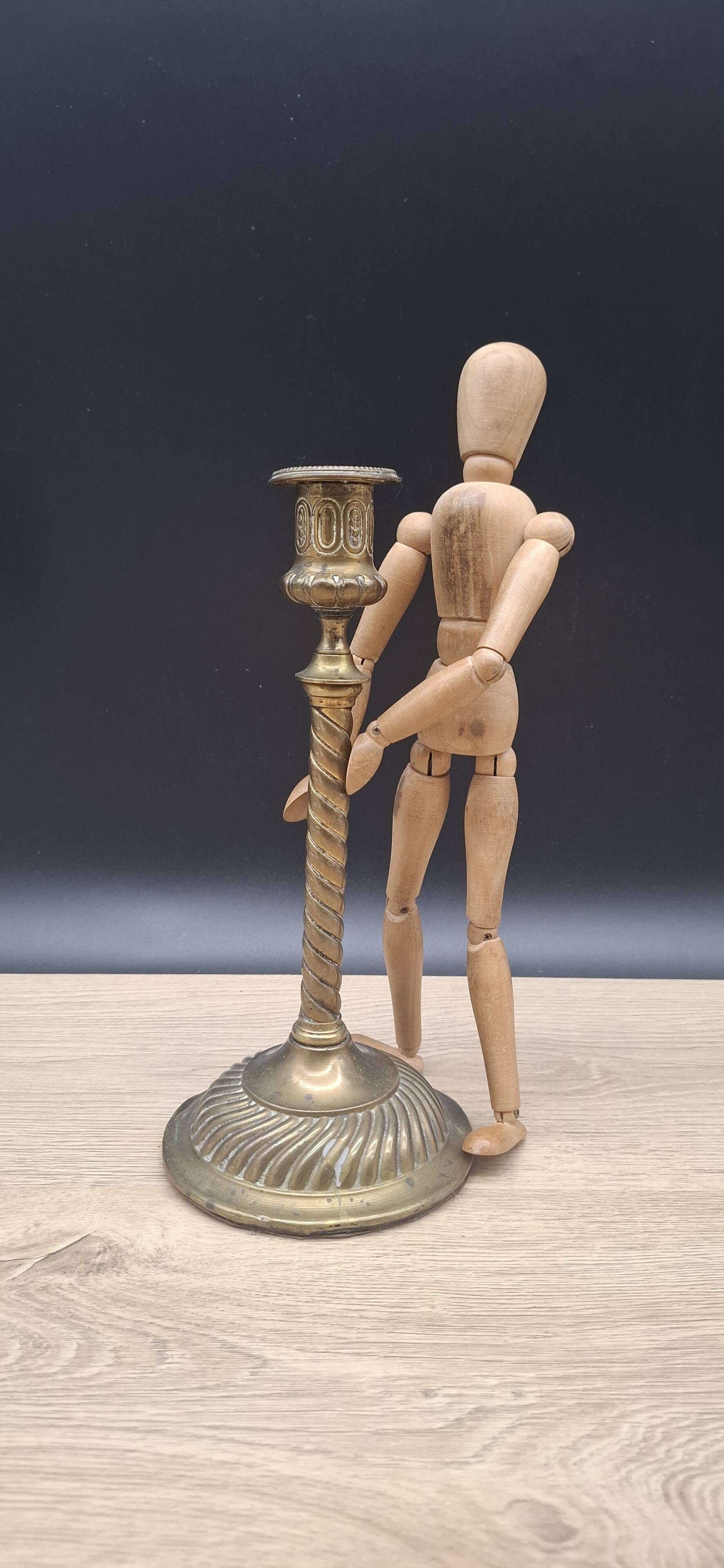 Antique brass candle holder