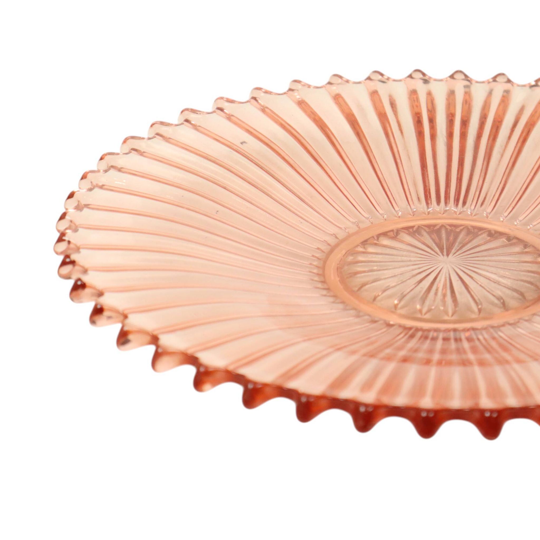 Art Deco Fruit Bowl Pink Pressed Glass Depression Glass 30cm