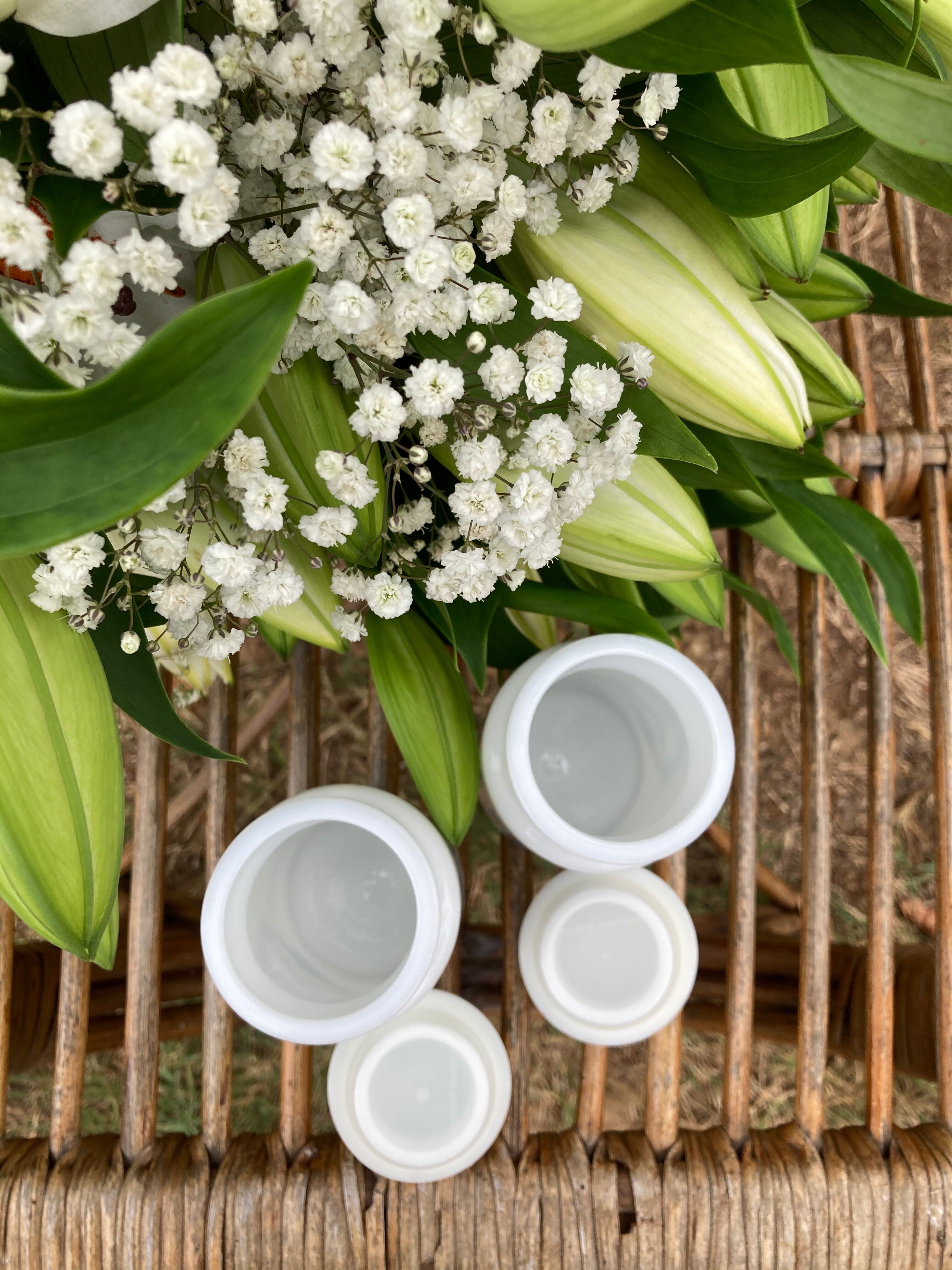 Vintage opaline apothecary pots