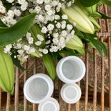 Vintage opaline apothecary pots