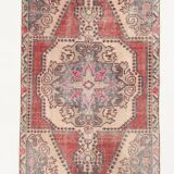 4x7 Shades Of Red Beige Oriental Vintage Rug, 126x220Cm SK 2638