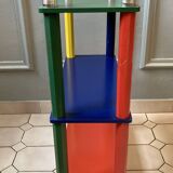 Postmodern round table, chair and bookcase by Pierre Sala 1980