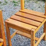 Set de 4 chaises des années 70 brutalistes en chêne