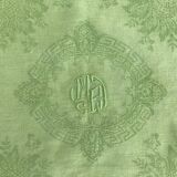 Set of 6 damask napkins, monogrammed MR - Métis - lime green