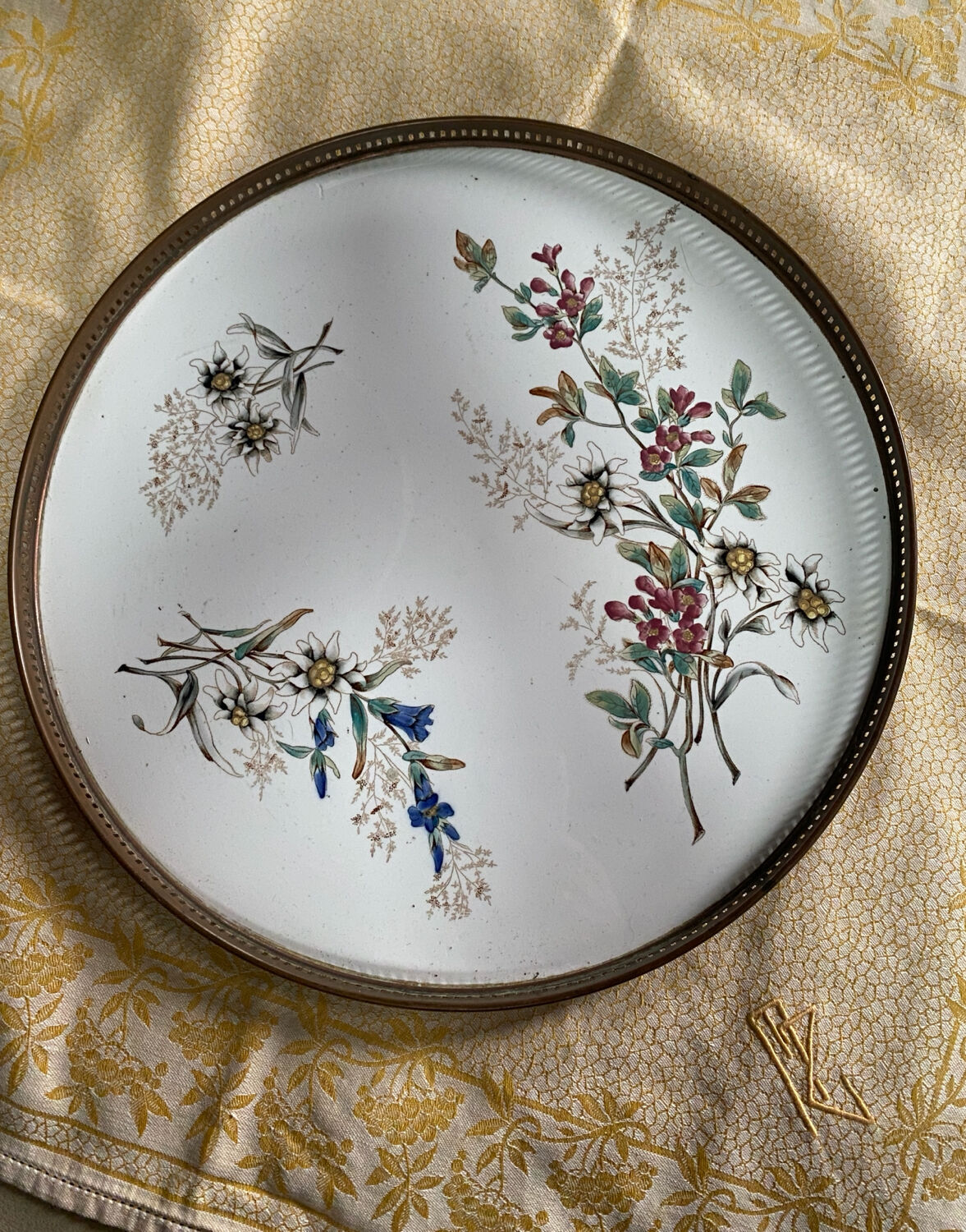 Ancient ceramic platter and bottle coaster