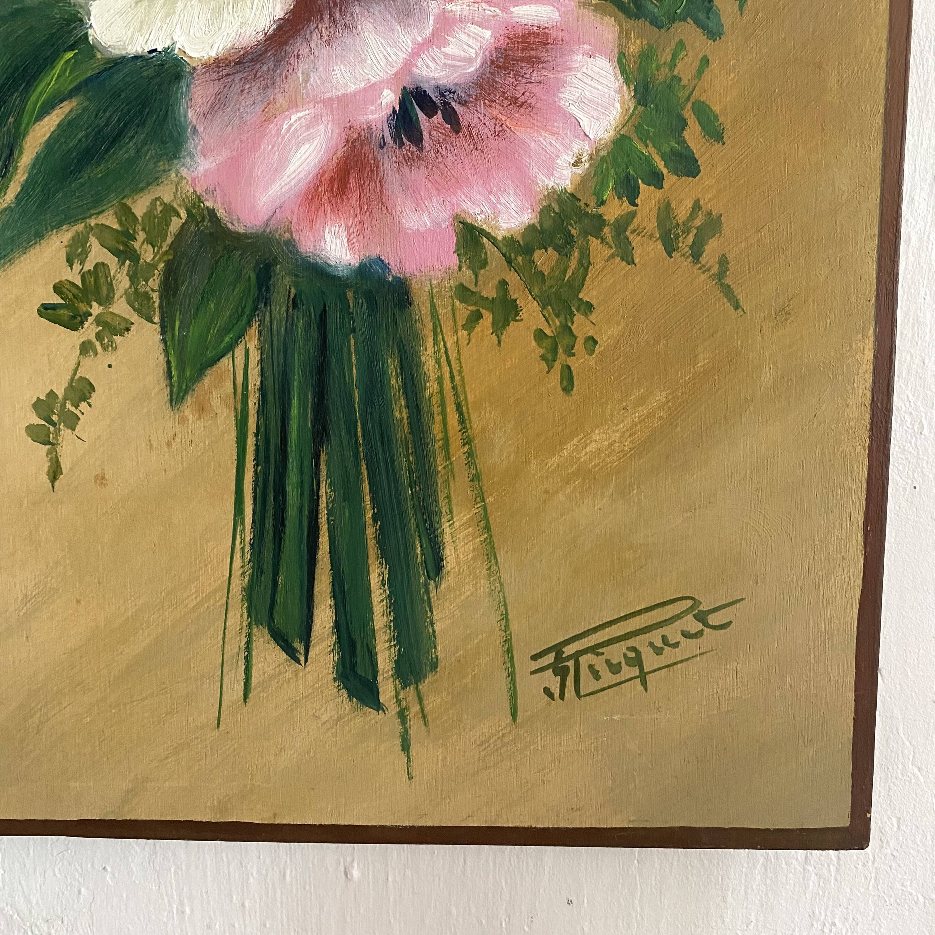 Peinture bouquet de fleurs 25X60cm