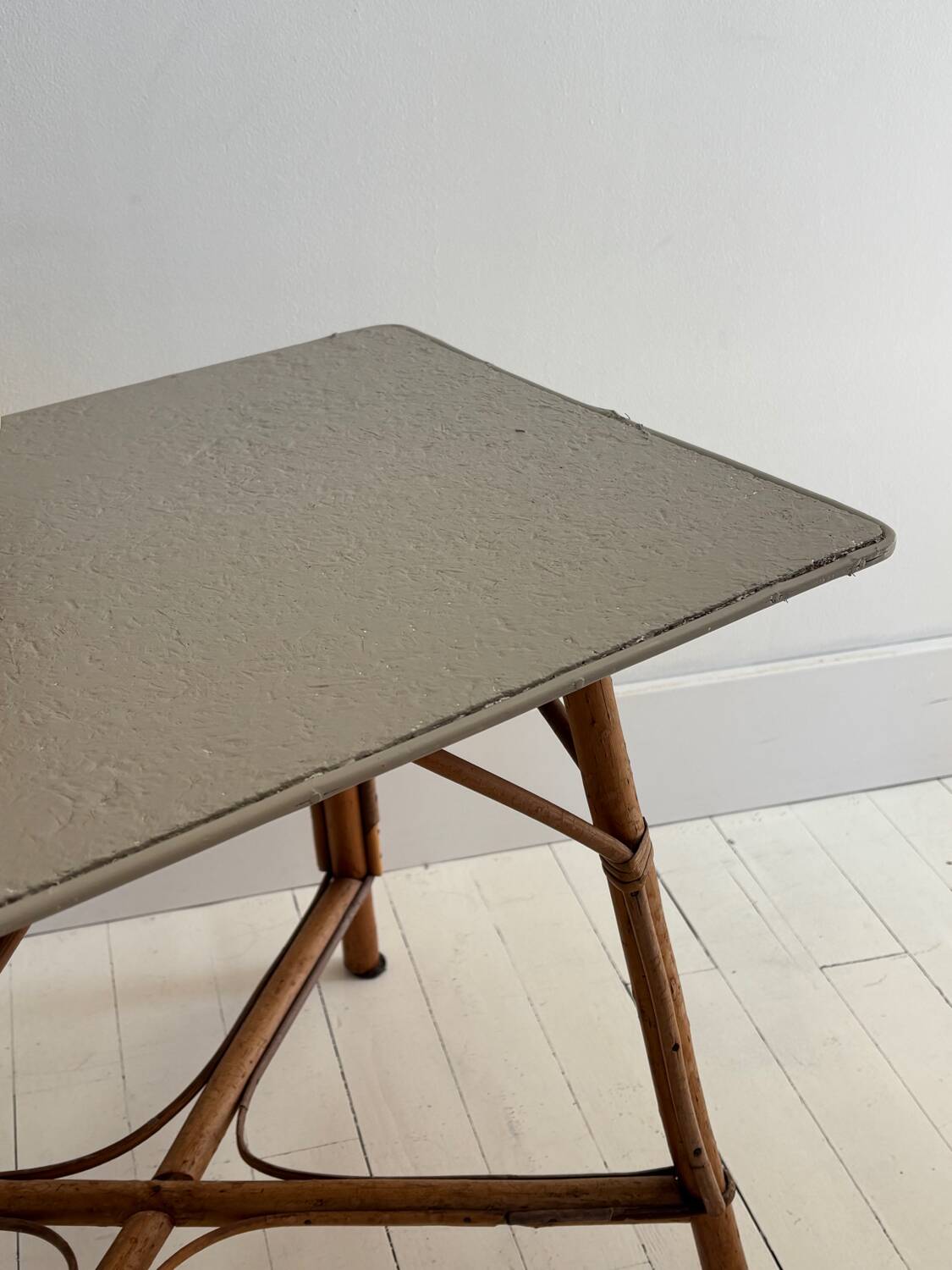 Rattan and wood table