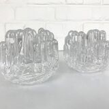 Pair of Sunflower Glass Candlesticks, Göran Wärff for Kosta Boda, Sweden, 1970s