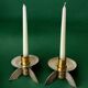 Pair of brutalist candlesticks in brass, Denmark, 1970s