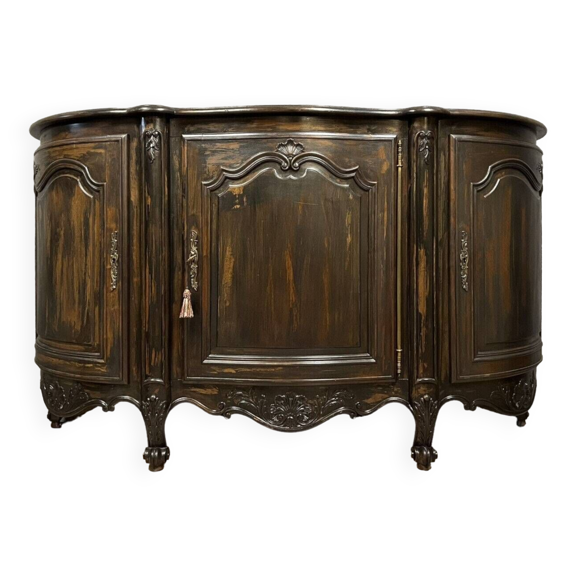 Louis XV style sideboard in lacquered wood and stained wood circa 1900