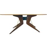 Dining table with brass pulls by società Italiana Compensati Curvati (1950s)