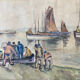 Old marine painting by Janssaud from the 19th century.