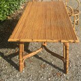 Dining table and 4 wicker chairs set