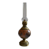 19th c. longwy earthenware oil lamp