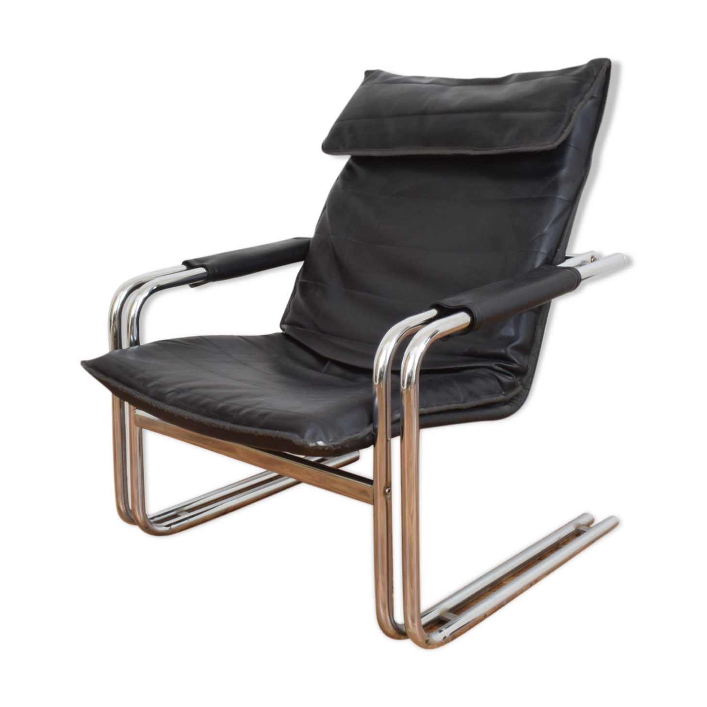 German leather lounge chair, 1970s