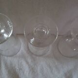 3 old big glasses thick blown with the mouth