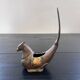 Zoomorphic ashtray in patinated bronze