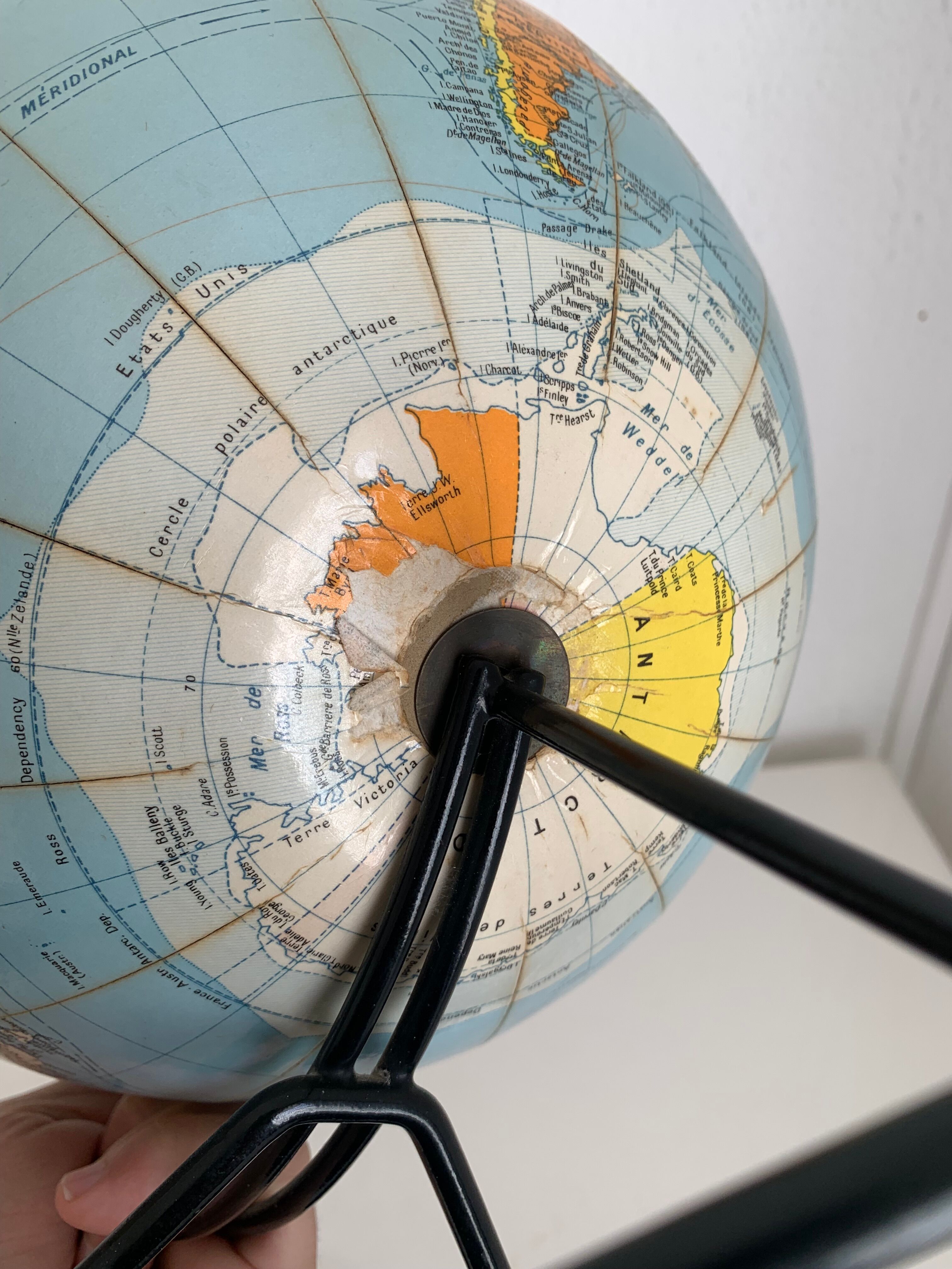 Vintage 1960 Girard Barrère world map globe - 33cm