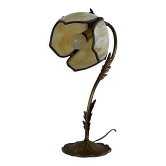 Antique cast iron and glass leg desk lamp