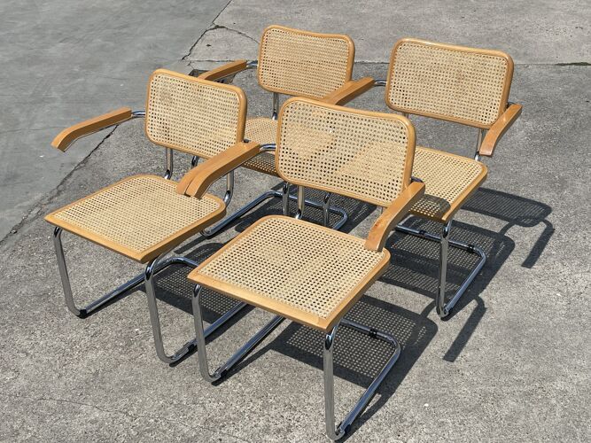 Set of 4 Cesca model armchairs by Marcel Breuer