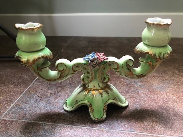 Pair of slip candlesticks