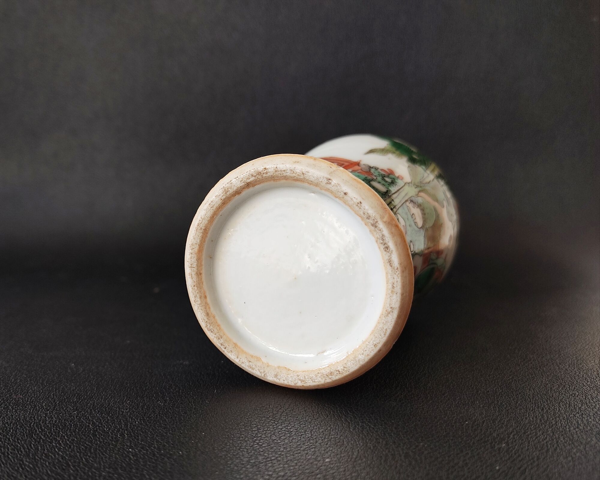 Porcelain vase China green family 19th century 14 cm