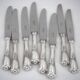 Christofle Marly, 8 dessert knives, for dessert and cheese, silver-plated metal, 19.5cm.