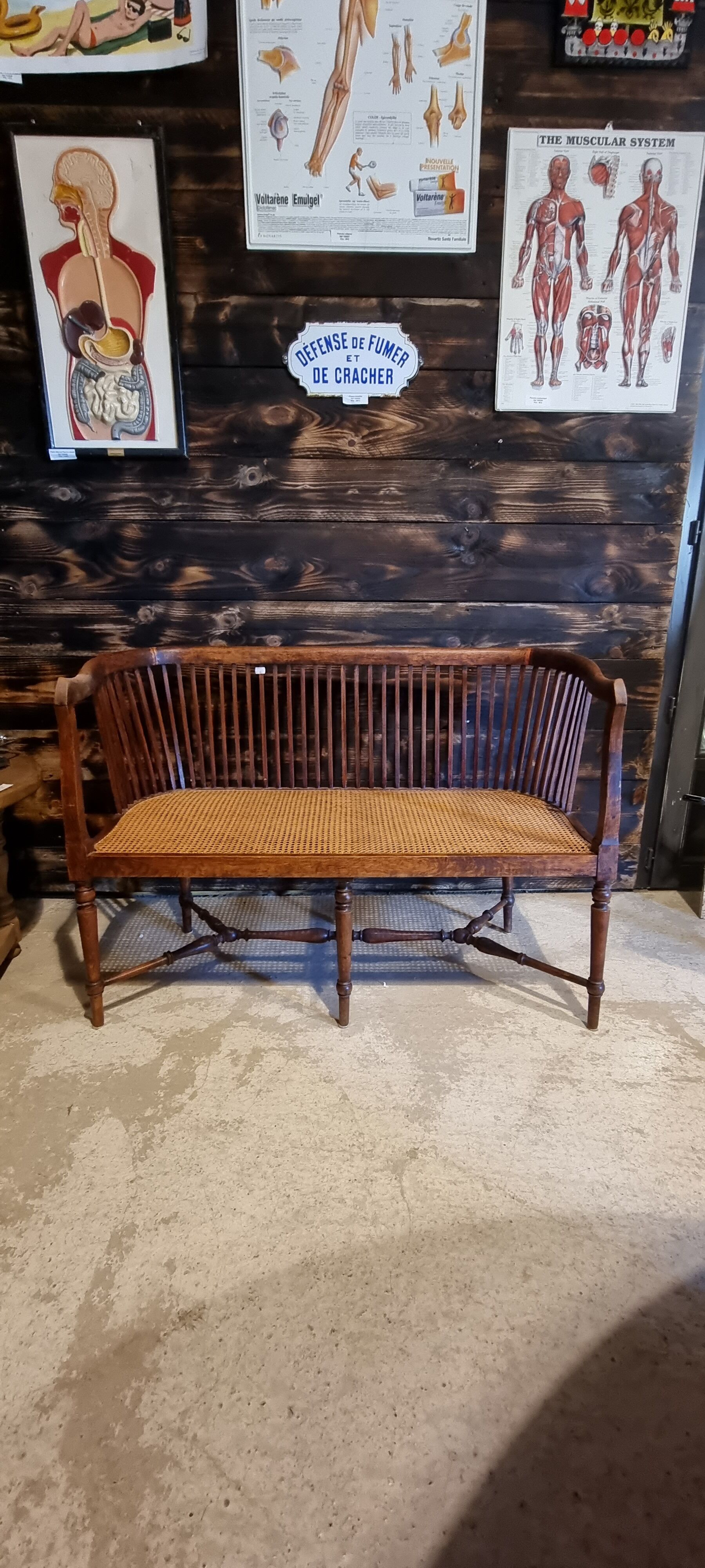 Wooden bench and cannage