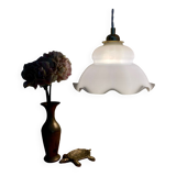 Vintage lampshade pendant light in white opaline