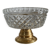 Vintage crystal and brass footed bowl