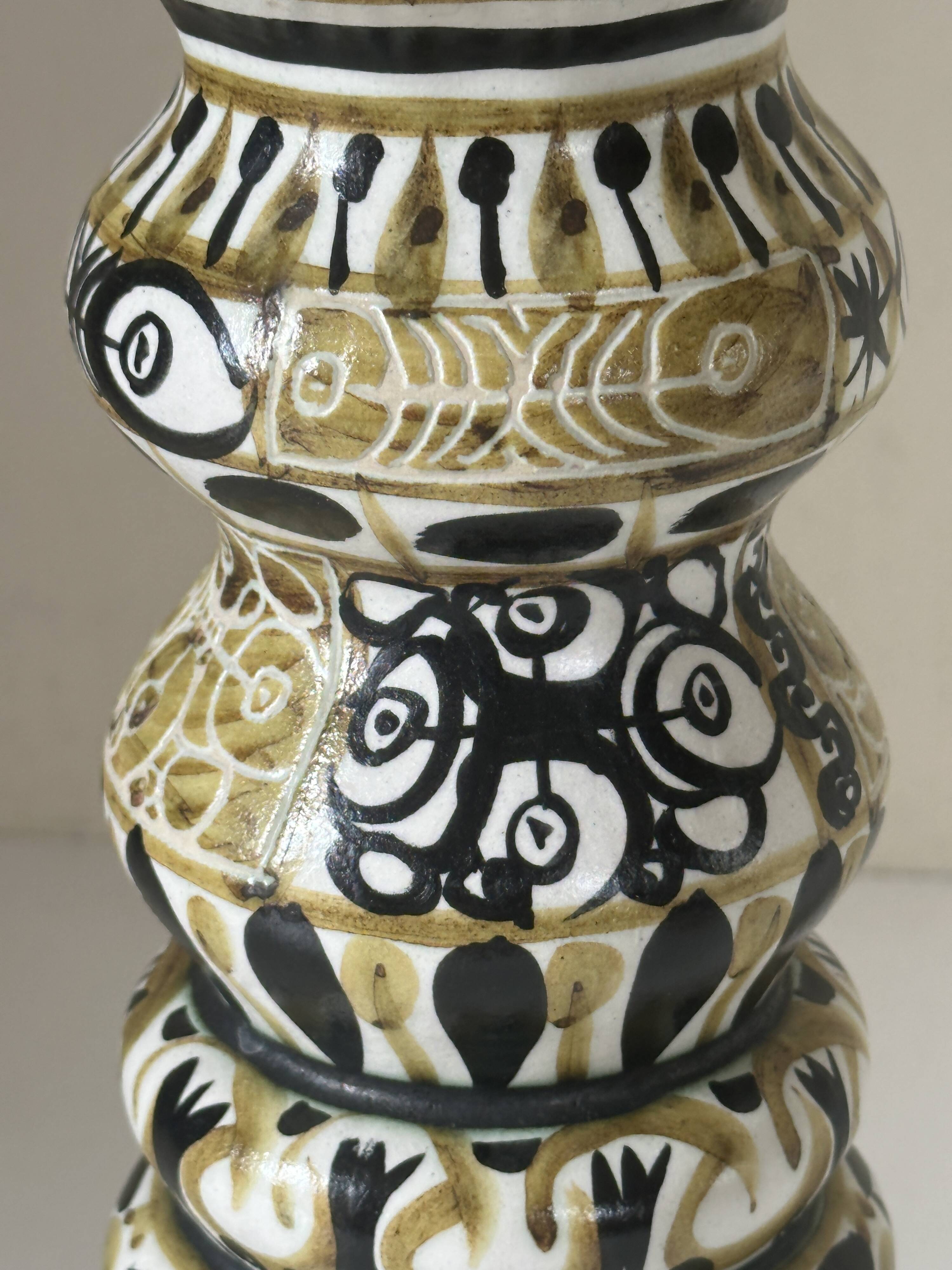 Large André Hourellou Quimper vintage candle holder