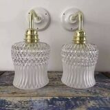 Pair of glass and ceramic wall lights