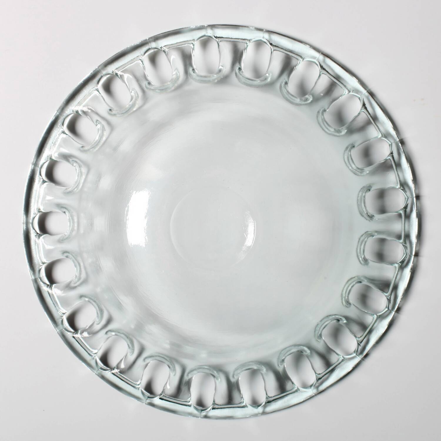 Vintage Georgia Green Recycled Glass Fruit Bowl / Cutout Platter / Spain