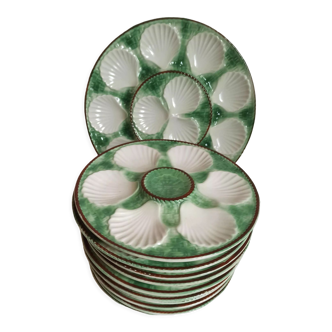 Service of 10 shellfish plates and 1 Longchamp dish