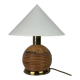 Lampe de table en rotin, bambou et laiton, Italie années 1970