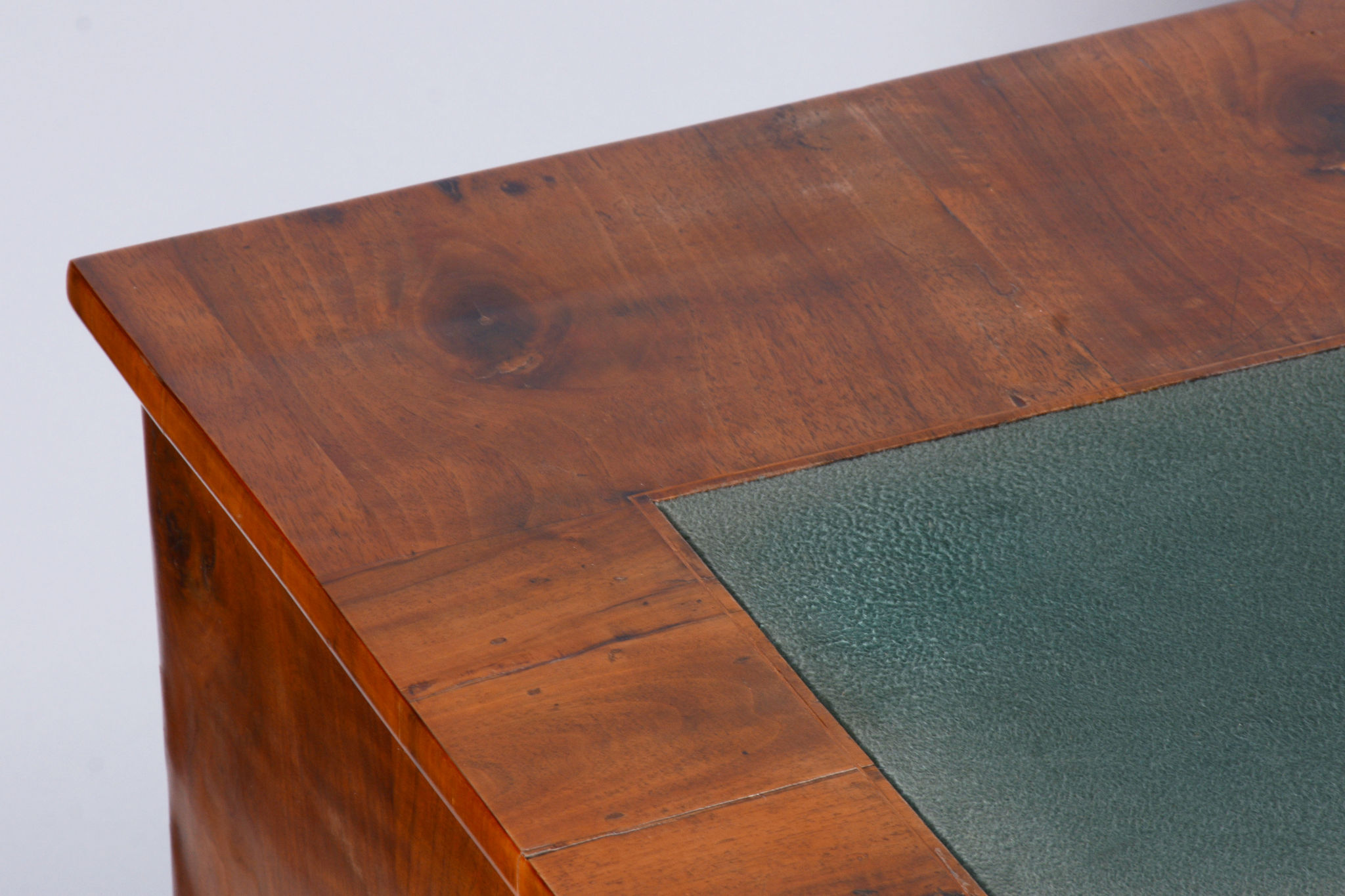 Restored biedermeier walnut writing desk, revived polish, czechia, 1830s