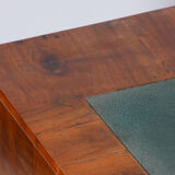 Restored biedermeier walnut writing desk, revived polish, czechia, 1830s