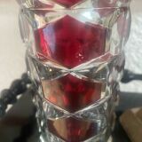 Vintage garnet glass geometric vase