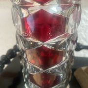 Vintage garnet glass geometric vase